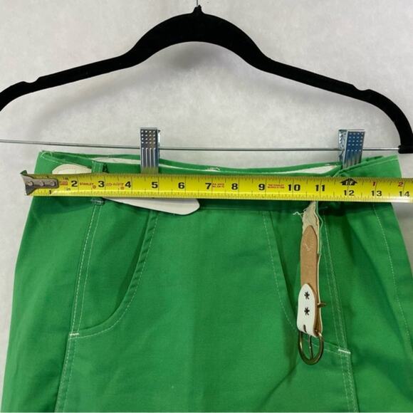 Vintage Green Skort Skirt Shorts 1970 Size 12 Retro Mid Mod 1960 White Belt - Picture 8 of 11